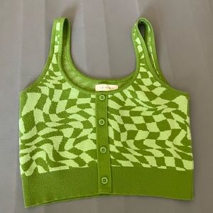 Green checkered cropped tank top!